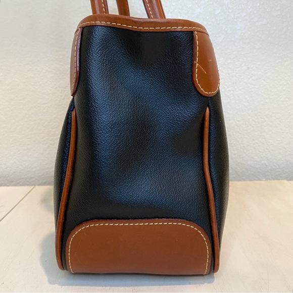 Dooney & Bourke Black and Tan Structured Tote Satchel with Crossbody Strap - Picture 5 of 14